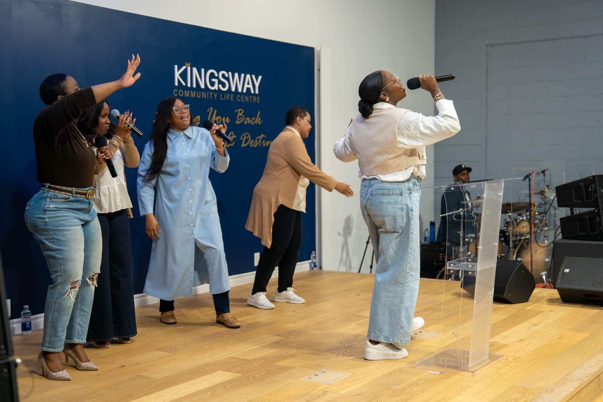 Worship team leading praise and worship